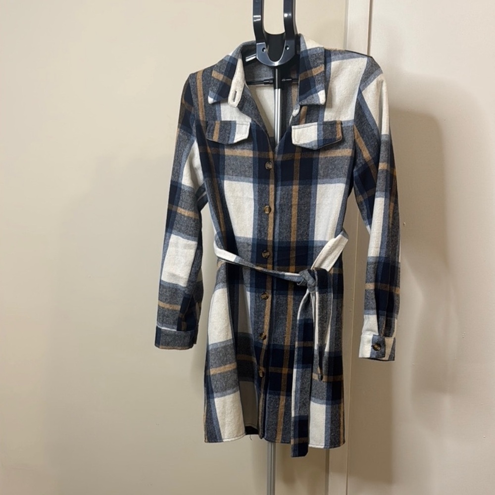 Plaid Flannel Belted Dress